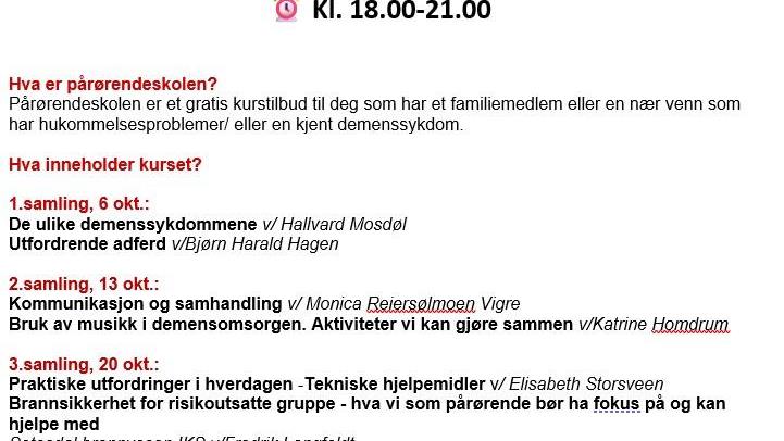 Lenkje til artikkel: Pårørandeskulen med kurs i Setesdal i oktober