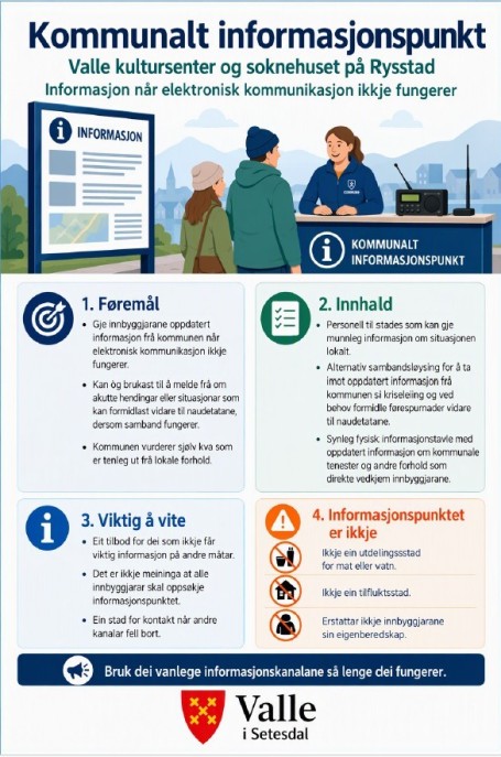 Lenkje til artikkel: Valle kommune etablerer informasjonspunkt i kriser