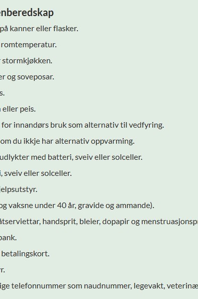 Lenkje til artikkel: Eigenberedskap - eit personleg ansvar